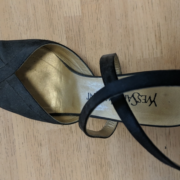 YSL black dressy ankle strap high heal shoes, size 8 M - Picture 2 of 13